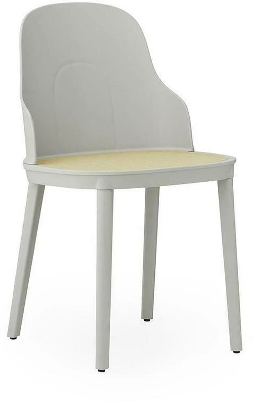 Chaise grise chaud en polypropylène à l'assise cannage moulé Allez Warm Grey - Normann Copenhagen