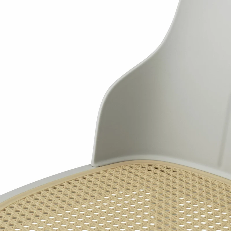 Chaise grise chaud en polypropylène à l'assise cannage moulé Allez Warm Grey - Normann Copenhagen