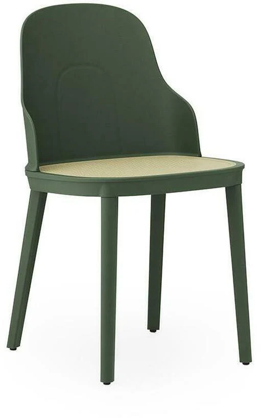 Chaise verte parc en polypropylène à l'assise cannage moulé Allez Park vert - Normann Copenhagen