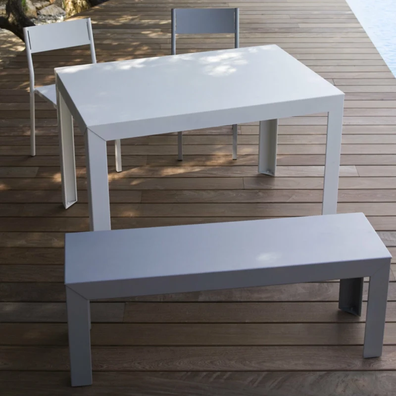 Banc en acier mat baby pink 160 cm Zef - Matière Grise