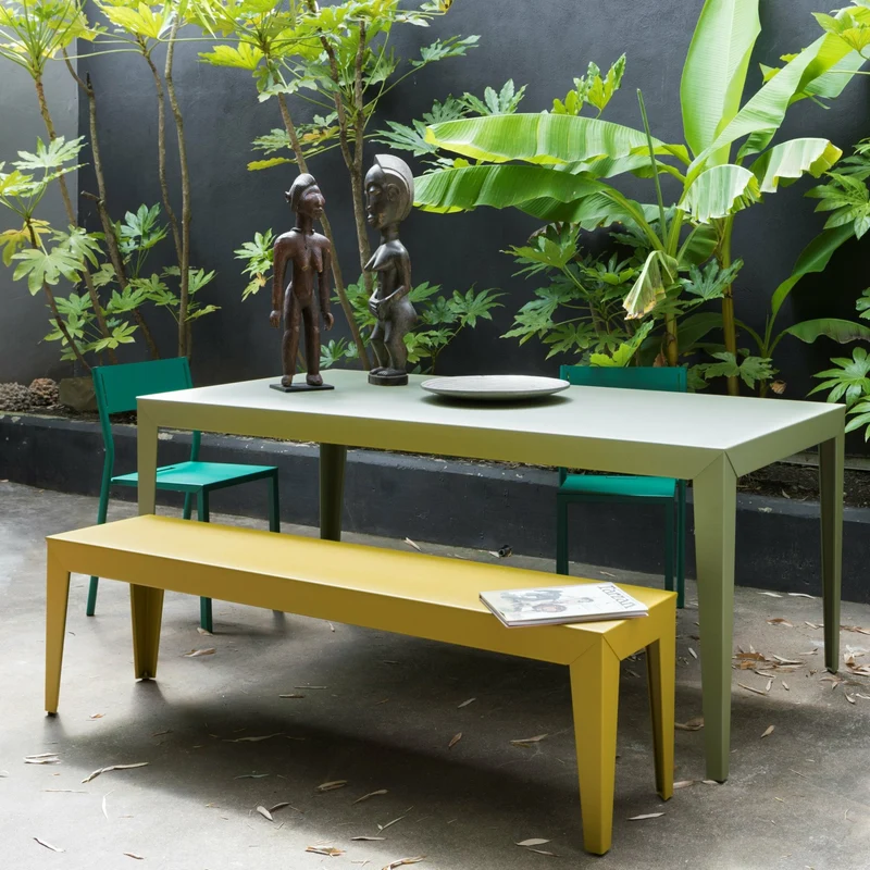 Banc en acier mat blanc 195 cm Zef - Matière Grise