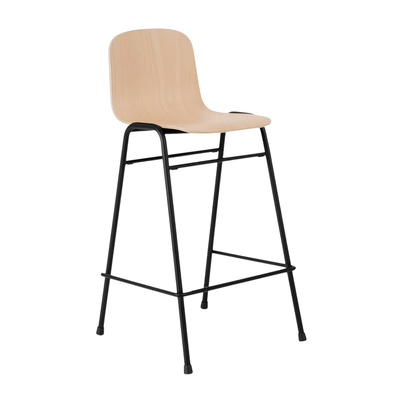 Chaise de bar 65 cm en bois naturel et cadre noir Touchwood - Hem