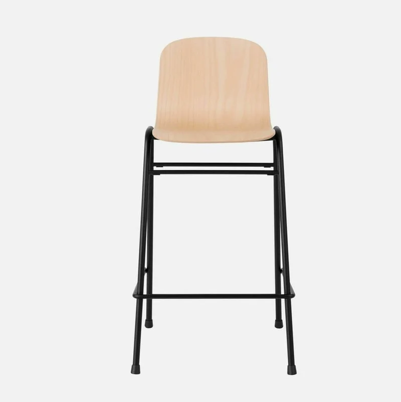 Chaise de bar 65 cm en bois naturel et cadre noir Touchwood - Hem