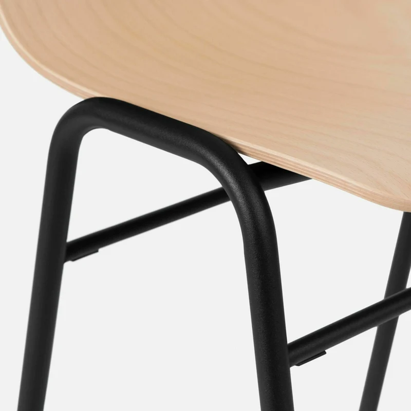 Chaise de bar 65 cm en bois naturel et cadre noir Touchwood - Hem