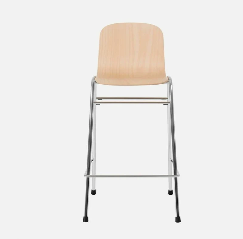 Chaise de bar 65 cm en bois naturel et cadre argenté Touchwood - Hem