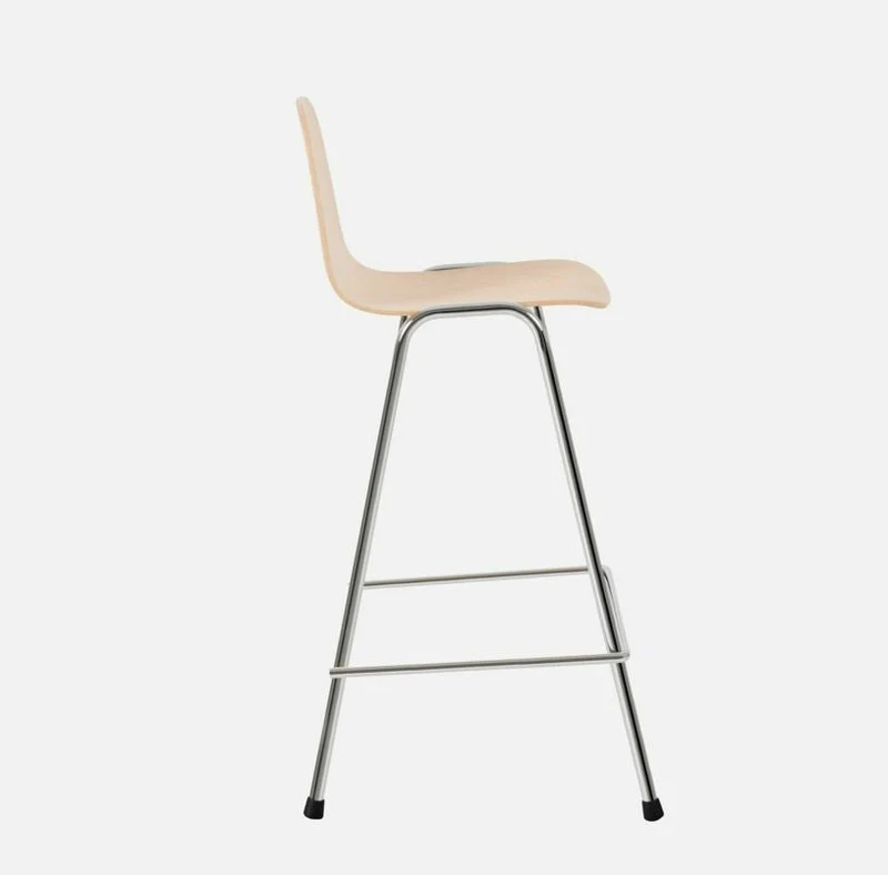 Chaise de bar 65 cm en bois naturel et cadre argenté Touchwood - Hem