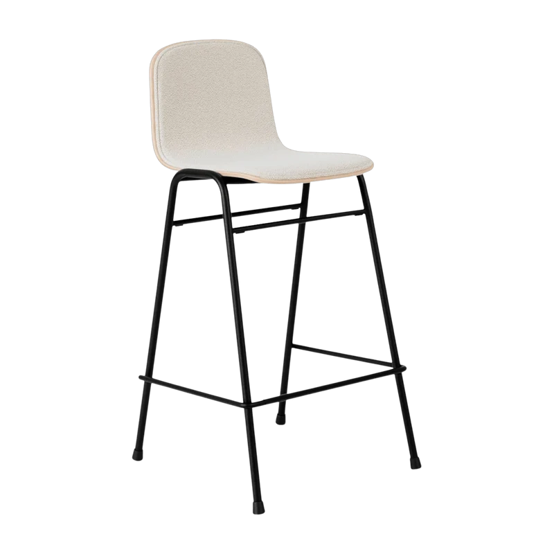 Chaise de bar 65 cm en tissu gris et cadre noir Touchwood - Hem