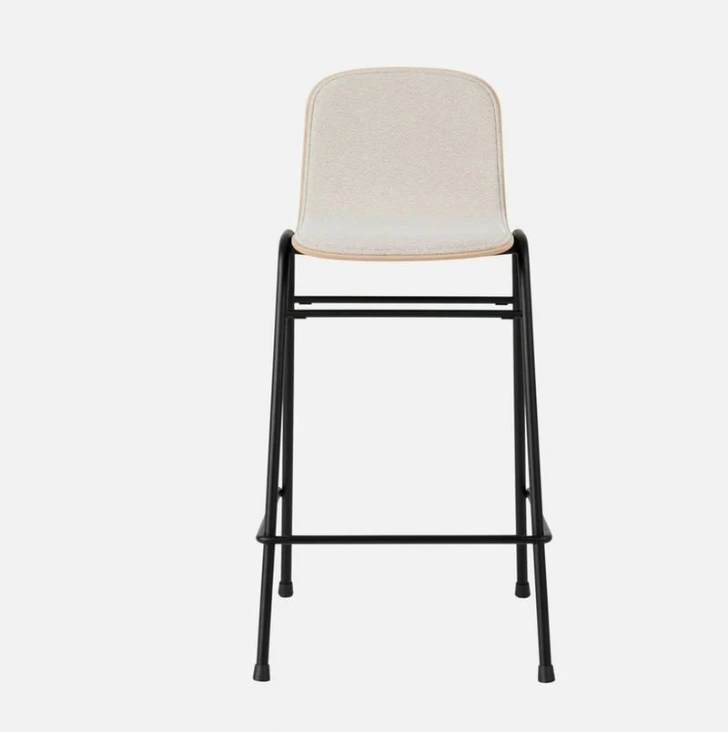 Chaise de bar 65 cm en tissu gris et cadre noir Touchwood - Hem