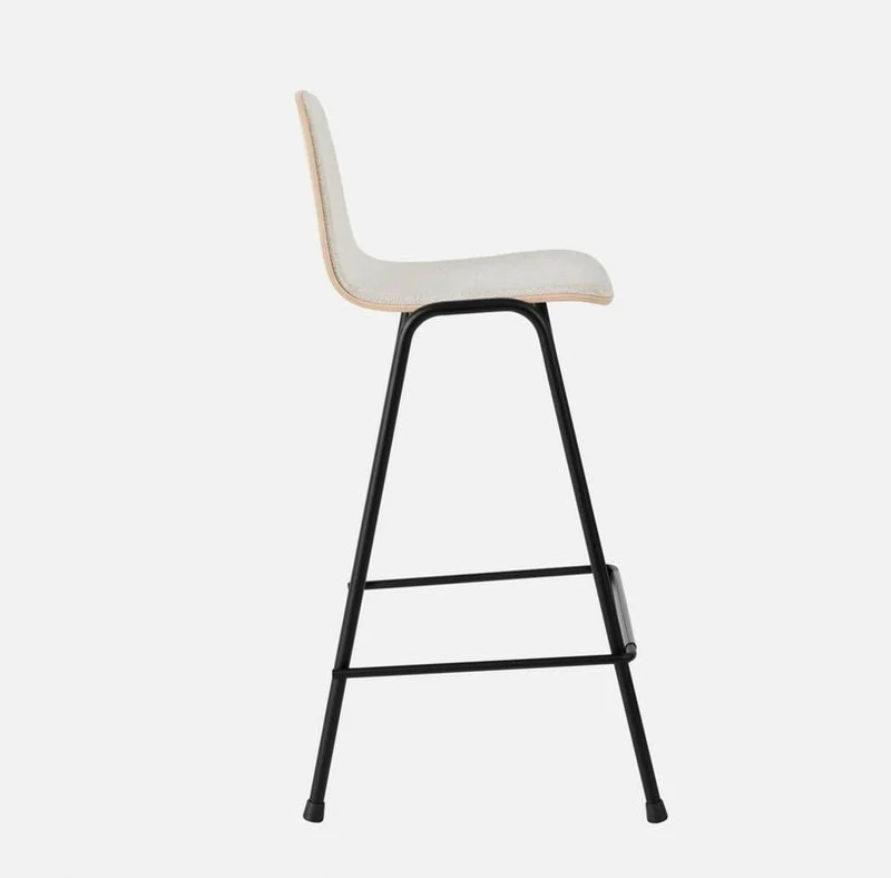 Chaise de bar 65 cm en tissu gris et cadre noir Touchwood - Hem