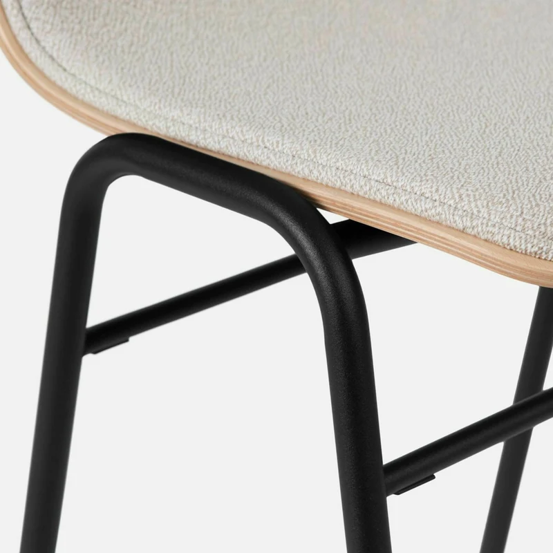 Chaise de bar 65 cm en tissu gris et cadre noir Touchwood - Hem