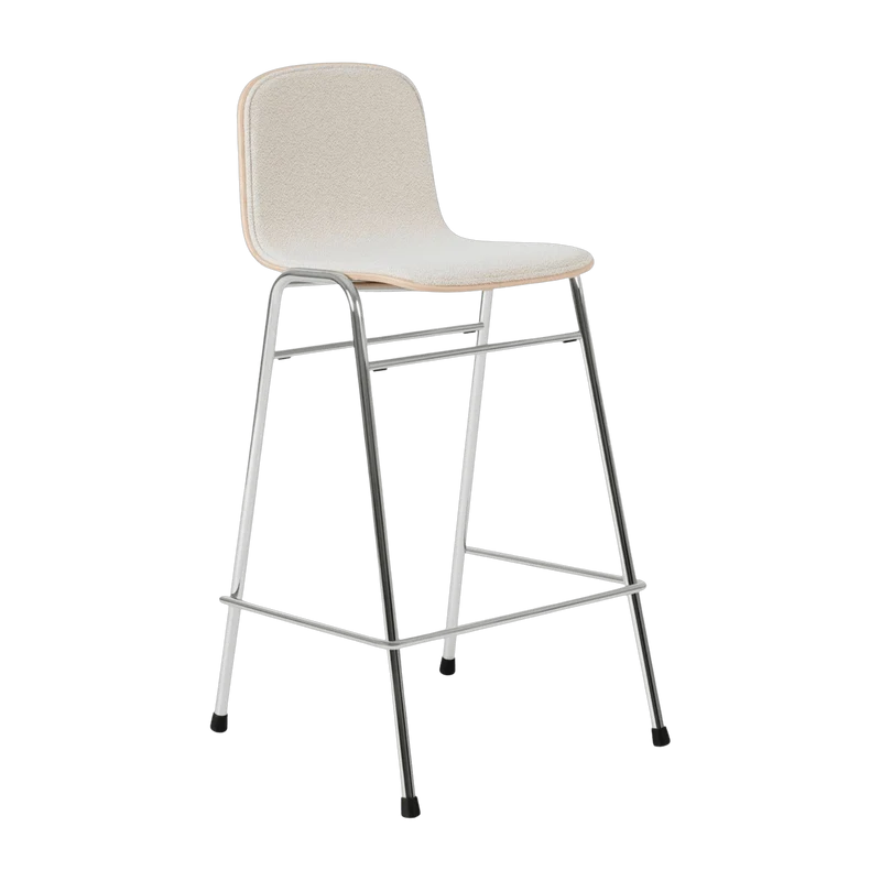 Chaise de bar 65 cm en tissu gris et cadre argenté Touchwood - Hem