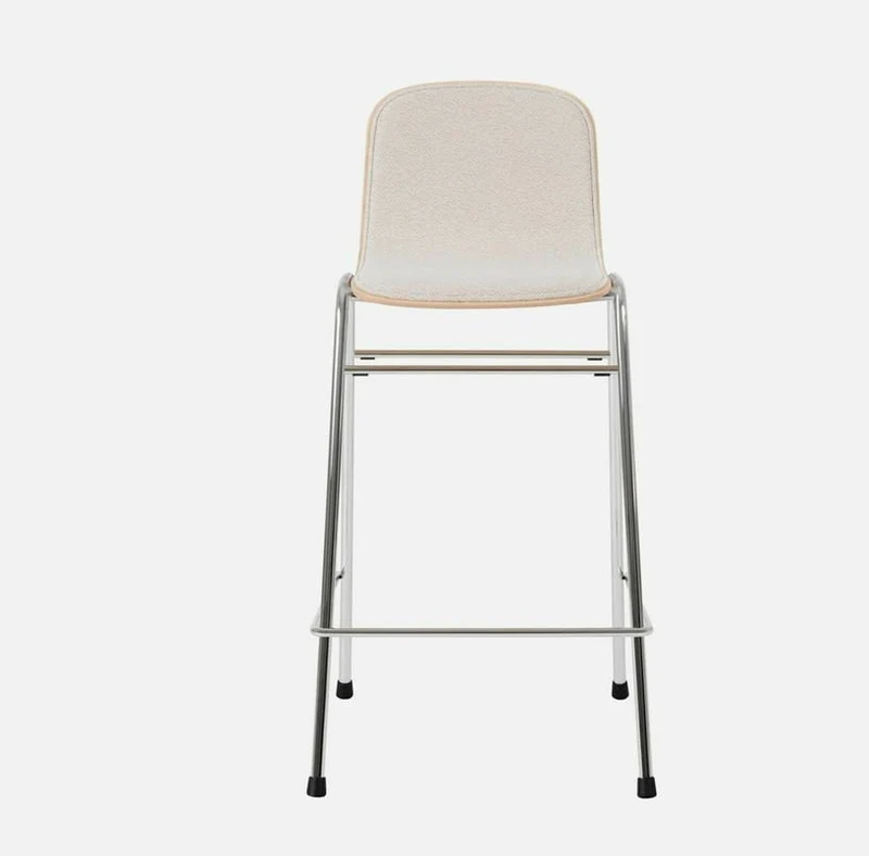Chaise de bar 65 cm en tissu gris et cadre argenté Touchwood - Hem