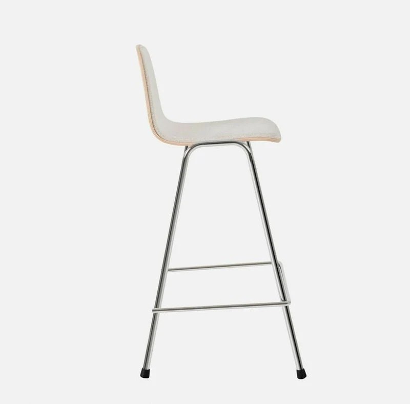 Chaise de bar 65 cm en tissu gris et cadre argenté Touchwood - Hem