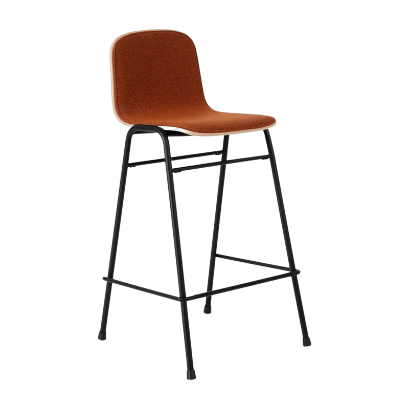 Chaise de bar 65 cm en tissu rouge et cadre noir Touchwood - Hem