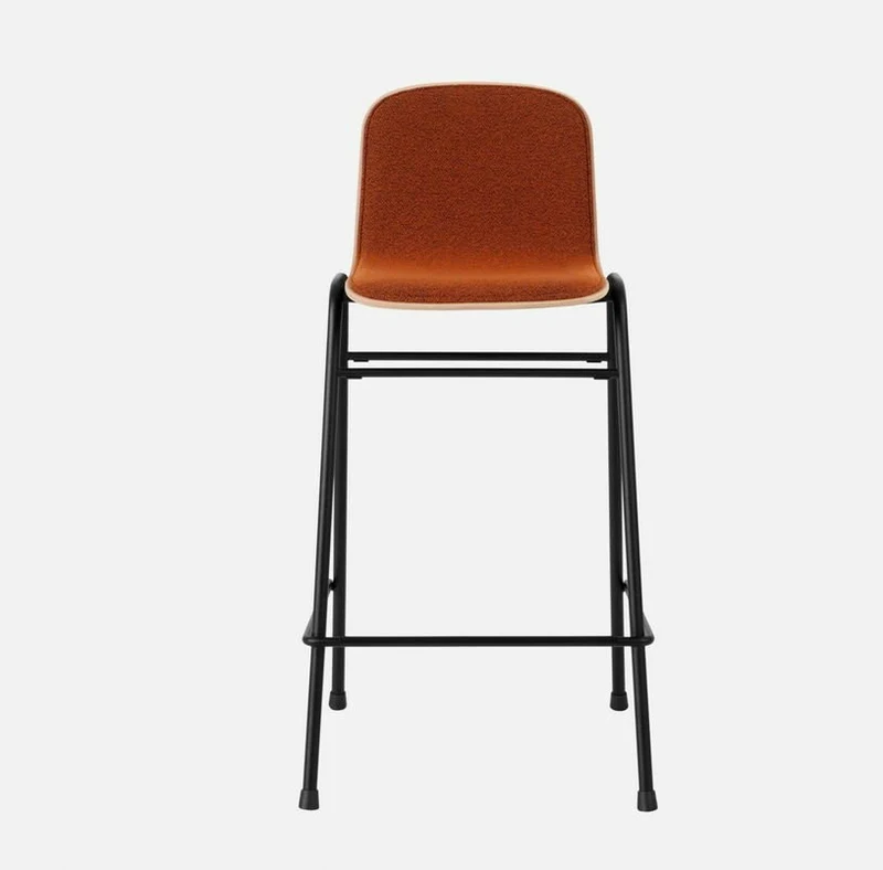 Chaise de bar 65 cm en tissu rouge et cadre noir Touchwood - Hem