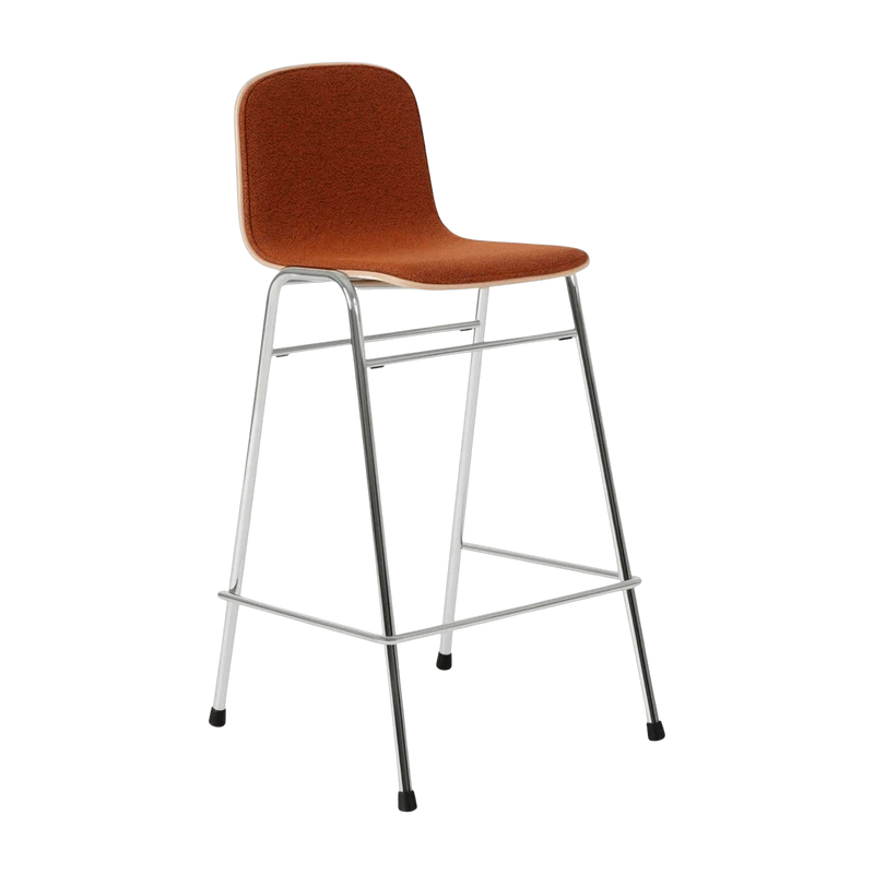 Chaise de bar 65 cm en tissu rouge et cadre argenté Touchwood - Hem