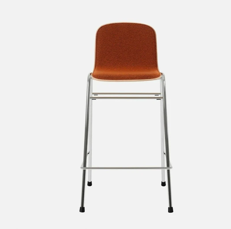 Chaise de bar 65 cm en tissu rouge et cadre argenté Touchwood - Hem