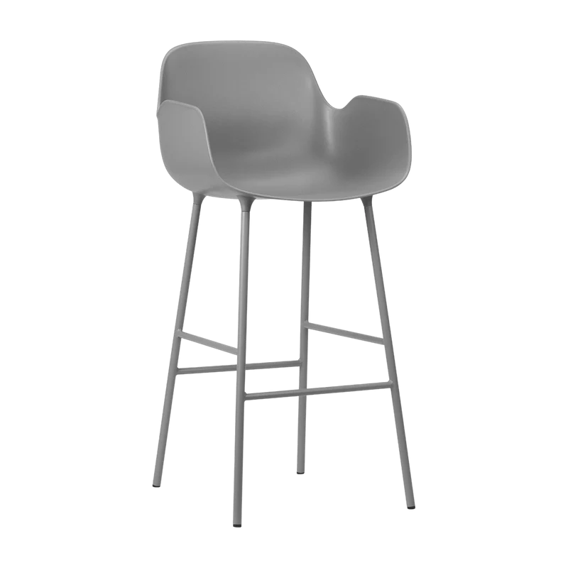 Chaise de bar avec accoudoirs en acier et pp gris 75 cm Form - Normann Copenhagen