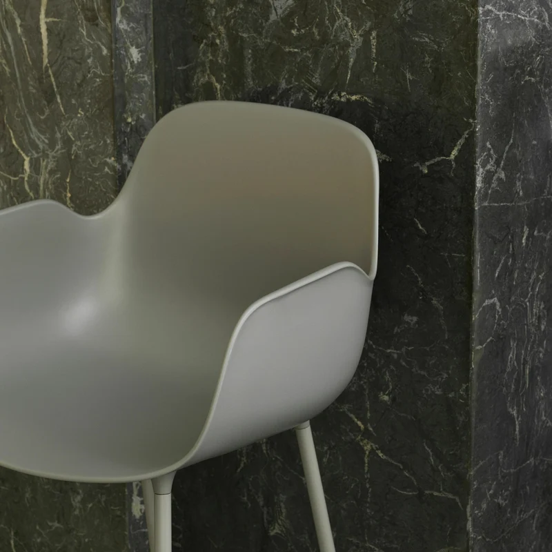 Chaise de bar avec accoudoirs en acier et pp gris 75 cm Form - Normann Copenhagen