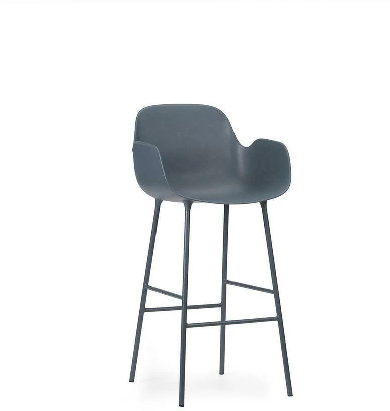 Chaise de bar avec accoudoirs en acier et pp bleu 75 cm Form - Normann Copenhagen