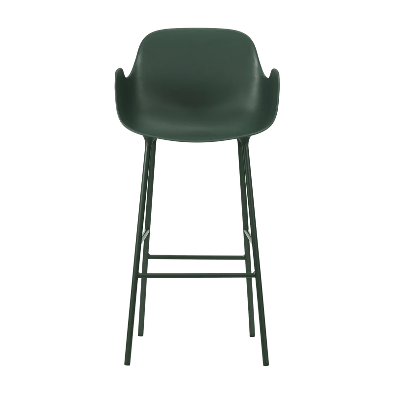 Chaise de bar avec accoudoirs en acier et pp vert 75 cm Form - Normann Copenhagen