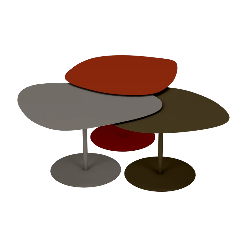 3 Tables basses gigognes terracotta, taupe et bronze Galet - Matière Grise