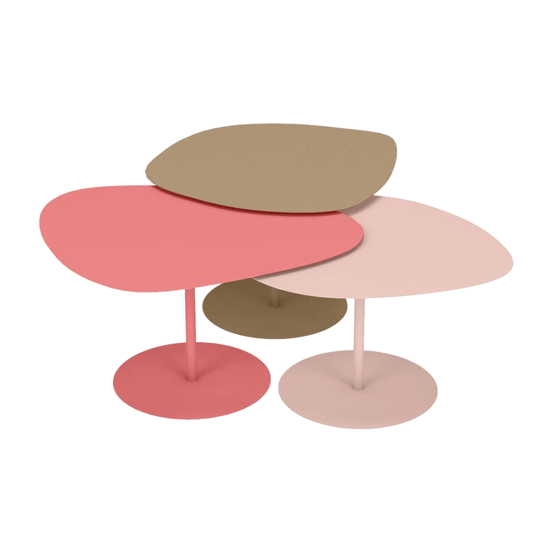 3 Tables basses sable et rose Galet - Matière Grise