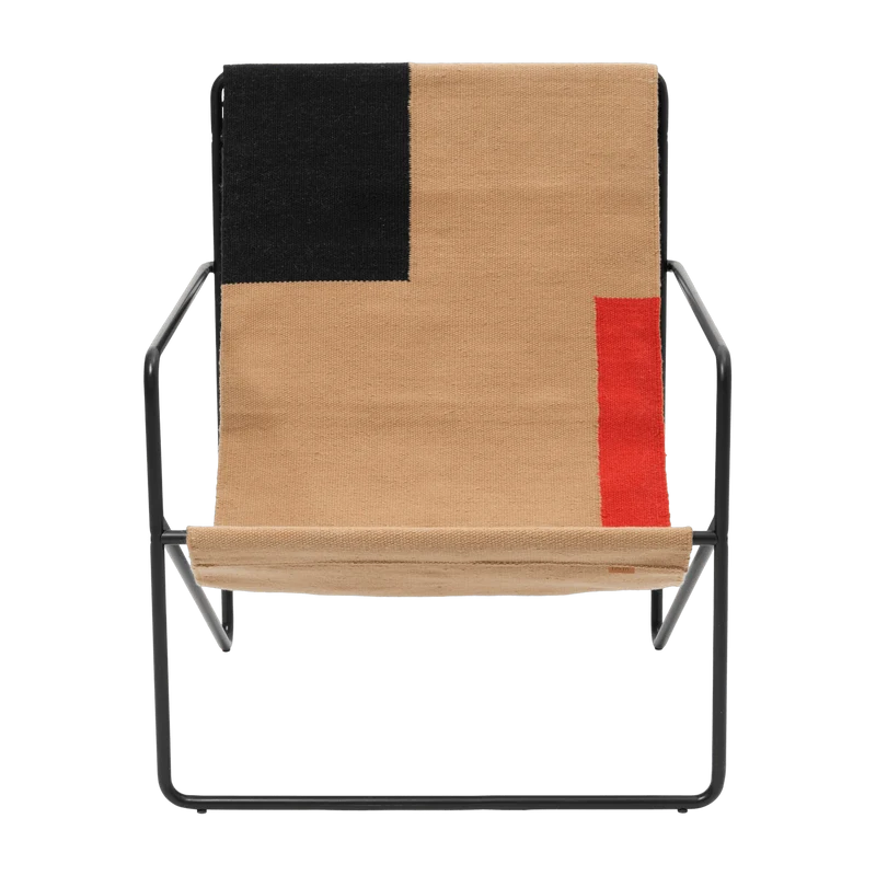 Fauteuil en métal noir et tissu recyclé à bloc 63 x 77 cm Desert - Ferm Living