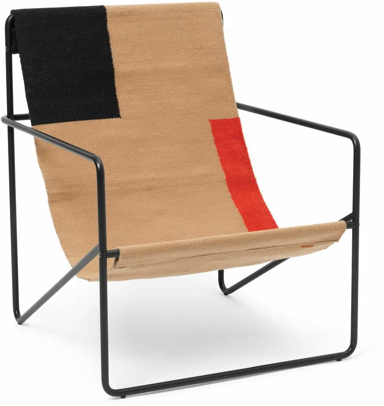 Fauteuil en métal noir et tissu recyclé à bloc 63 x 77 cm Desert - Ferm Living