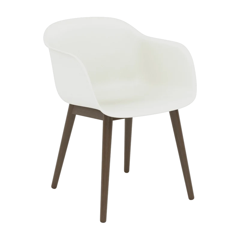 Fauteuil blanc piétement en chêne foncé Fiber - Muuto