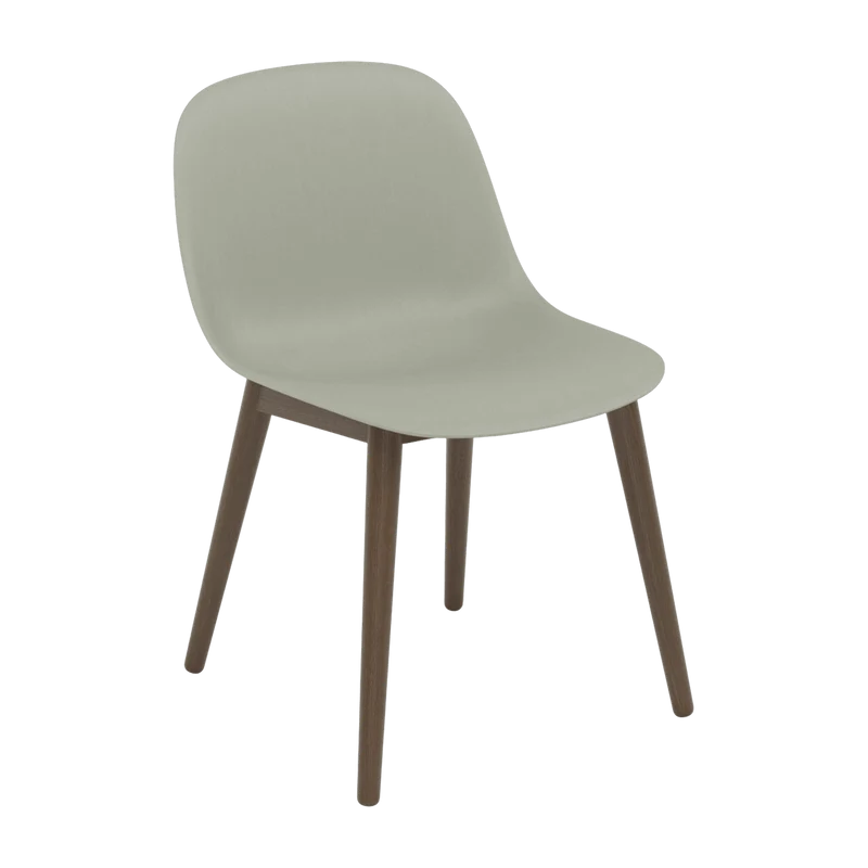 Chaise grise piétement en chêne marron Fiber - Muuto