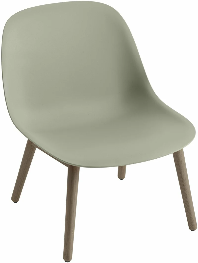 Chaise lounge vert pâle piétement en chêne Fiber - Muuto