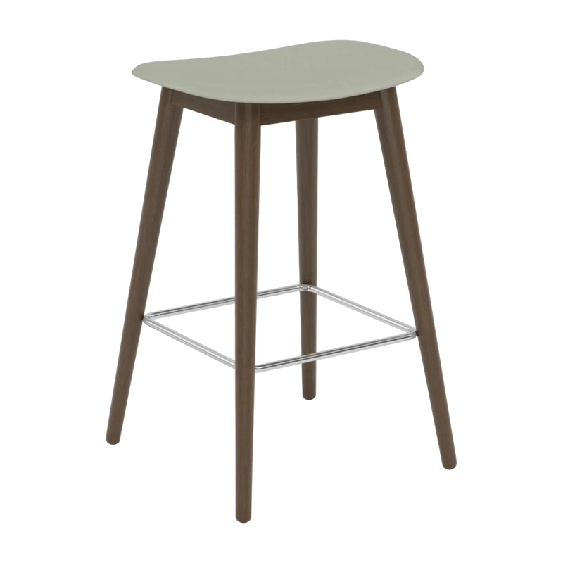 Tabouret de bar 65cm gris piétement en chêne marron Fiber - Muuto