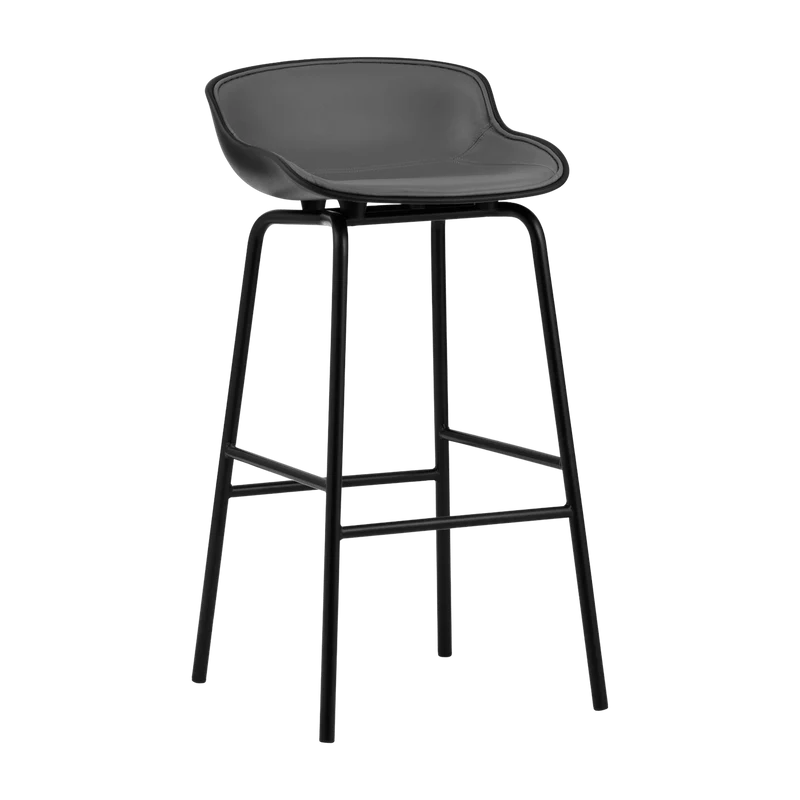 Tabouret de bar en acier et pp avec cuir noir 75 cm Hyg - Normann Copenhagen