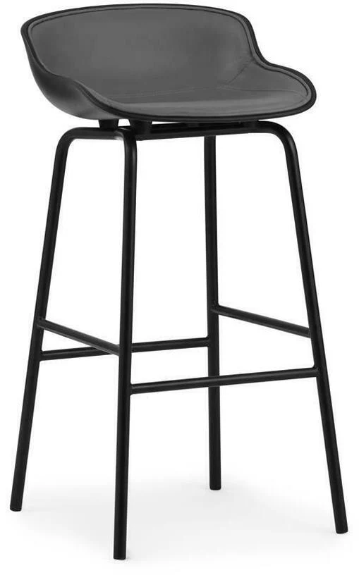 Tabouret de bar en acier et pp avec cuir noir 75 cm Hyg - Normann Copenhagen