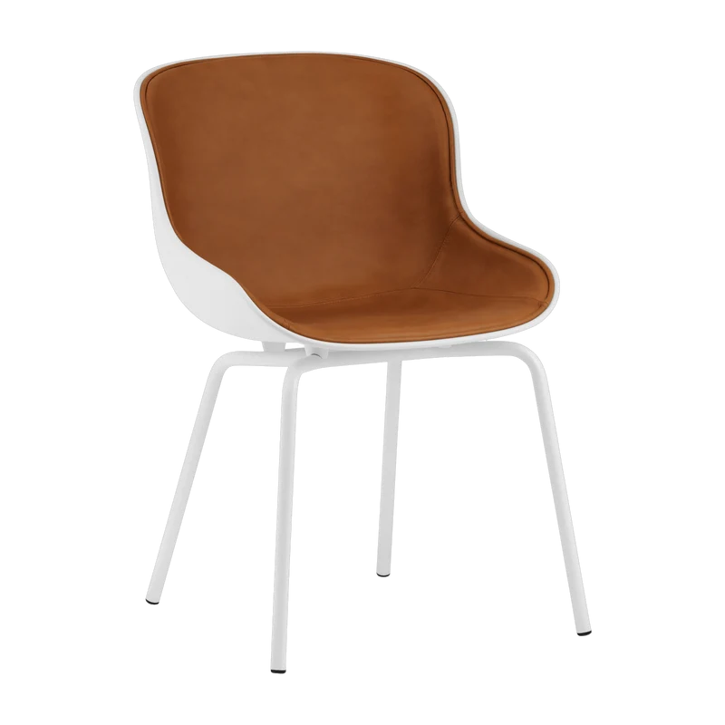 Chaise en acier peint et pp blanc avec cuir naturel Hyg - Normann Copenhagen