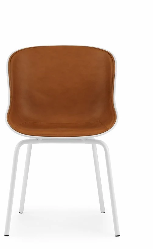 Chaise en acier peint et pp blanc avec cuir naturel Hyg - Normann Copenhagen