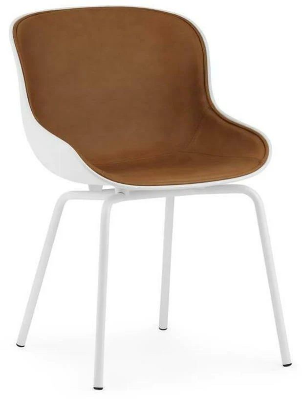 Chaise en acier peint et pp blanc avec cuir naturel Hyg - Normann Copenhagen