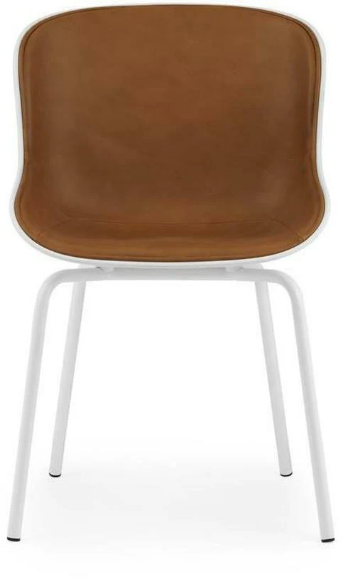 Chaise en acier peint et pp blanc avec cuir naturel Hyg - Normann Copenhagen