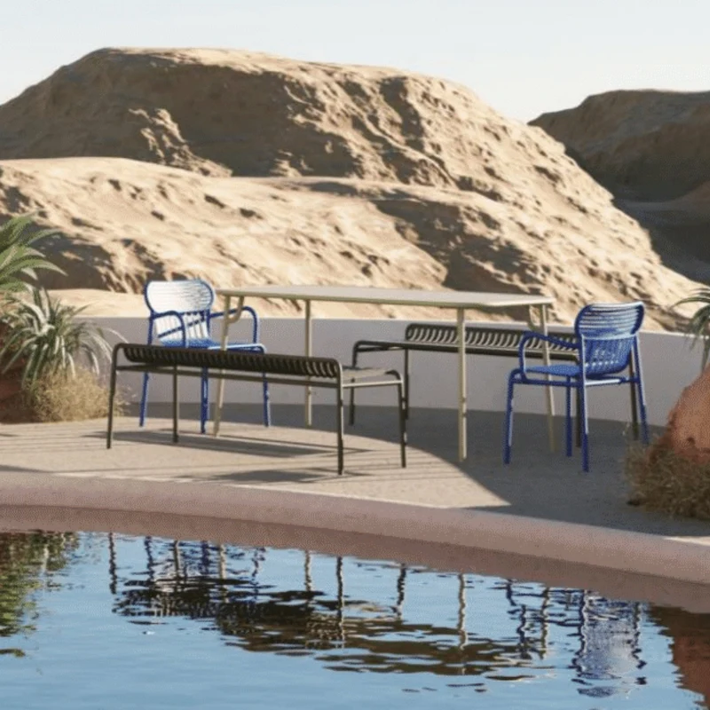 Banc de jardin sans dossier bleu 156 x 48 cm Week-end