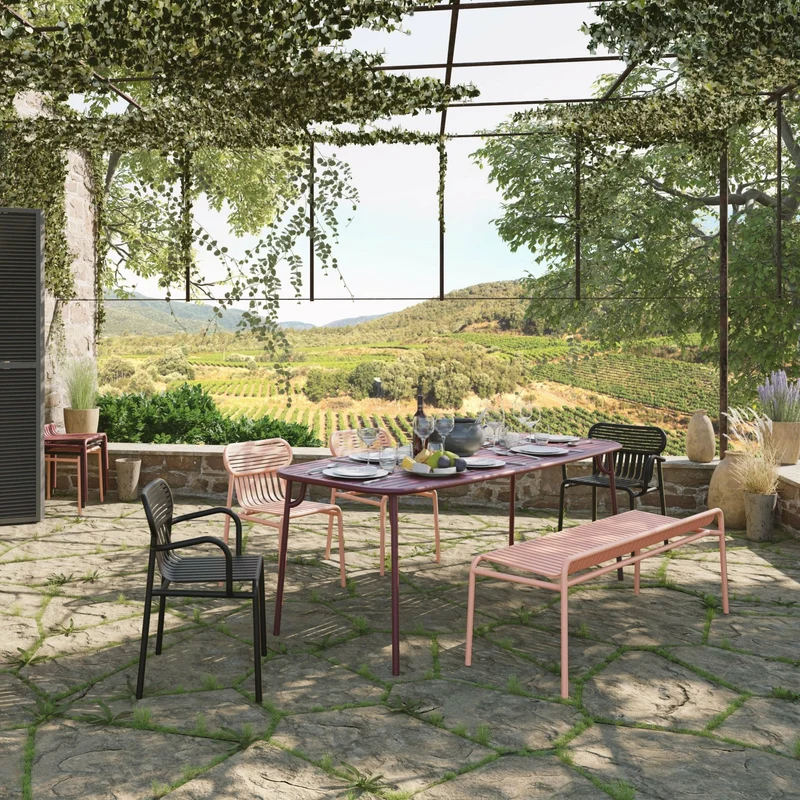 Banc de jardin sans dossier bleu 156 x 48 cm Week-end