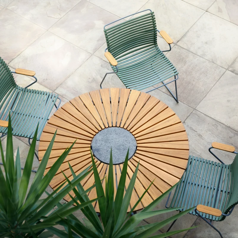 Table ronde 110 cm en bambou piètement en aluminium CIRCLE - Houe
