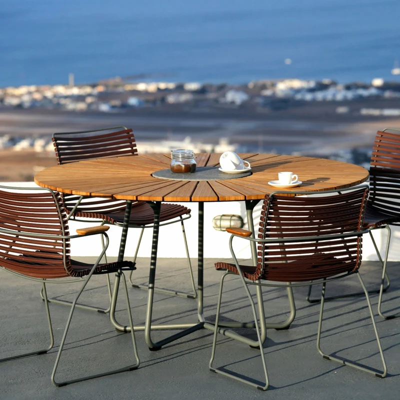Table ronde 110 cm en bambou piètement en aluminium CIRCLE - Houe