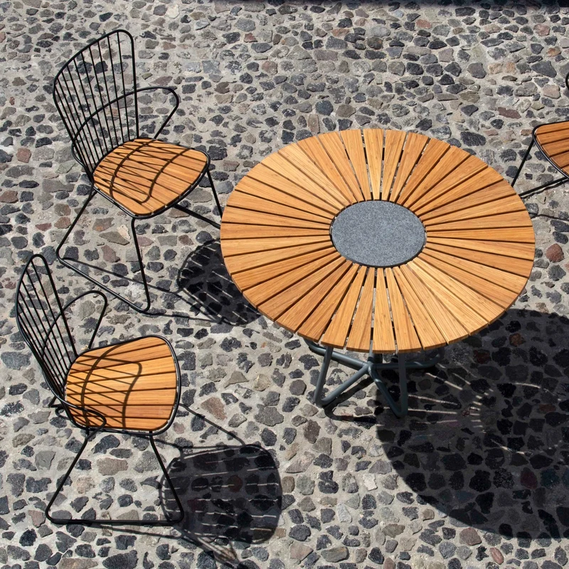 Table ronde 110 cm en bambou piètement en aluminium CIRCLE - Houe