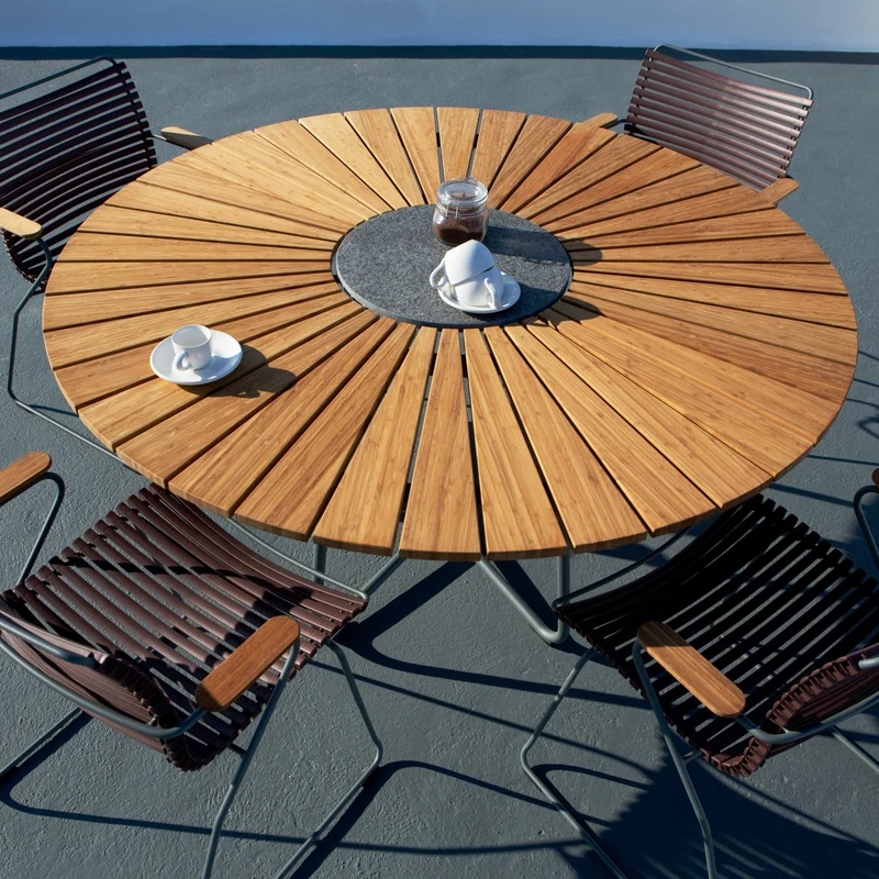 Table ronde 150 cm en bambou piètement en aluminium CIRCLE - Houe