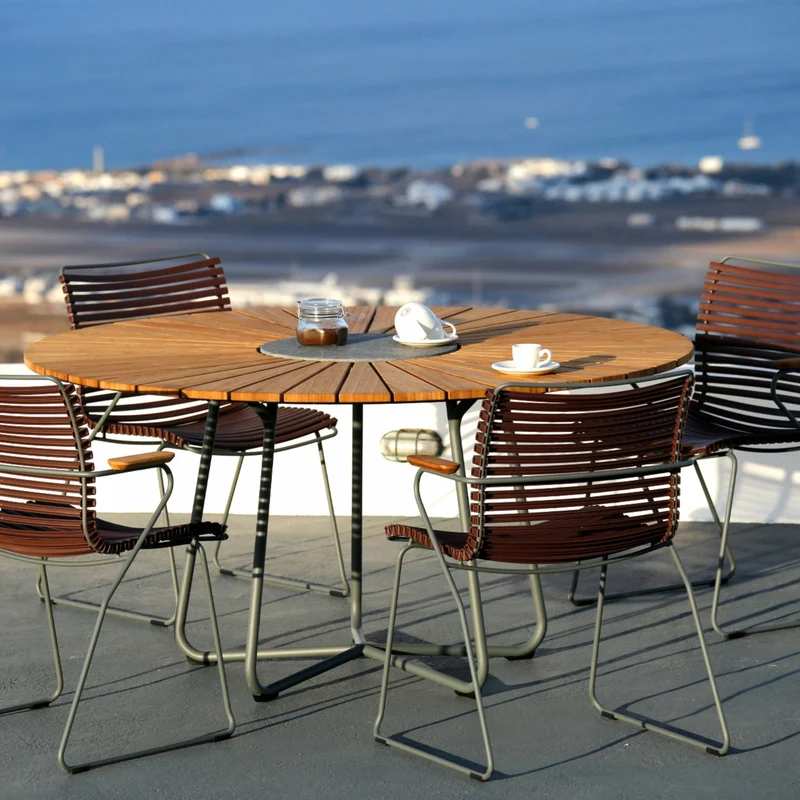 Table ronde 150 cm en bambou piètement en aluminium CIRCLE - Houe