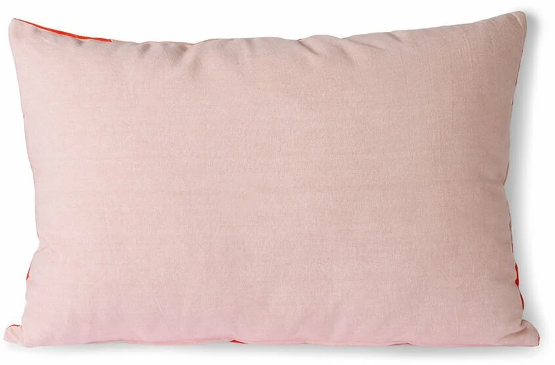 Coussin en velours rayé rose et rouge 40 x 60 cm - Hkliving
