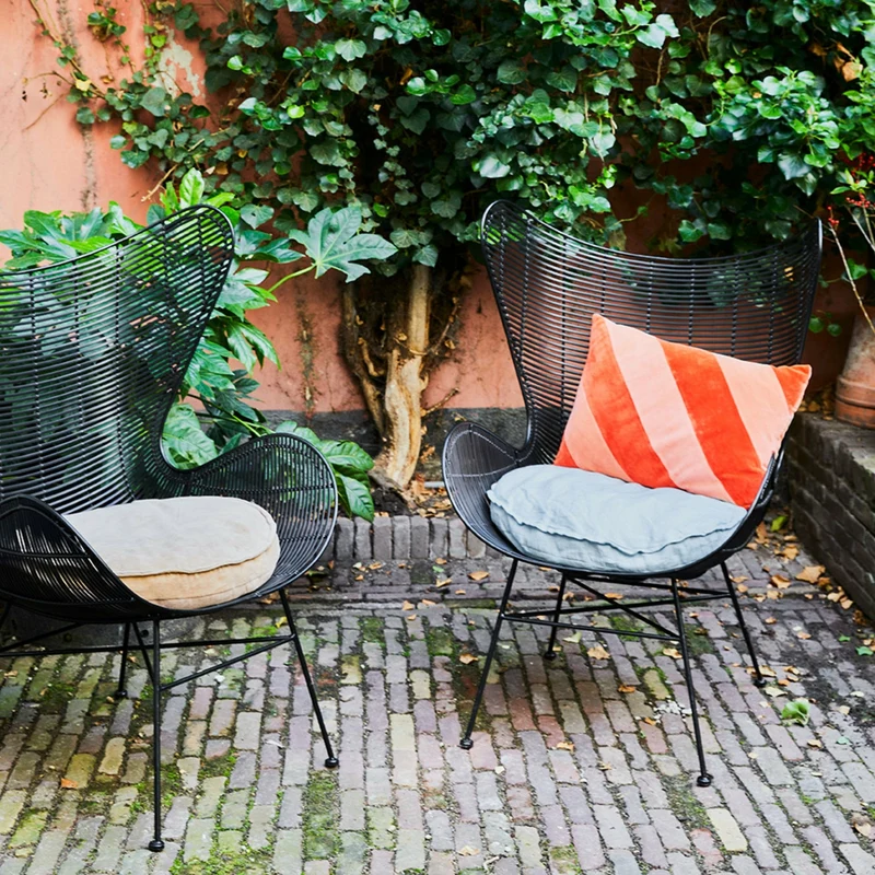 Coussin en velours rayé rose et rouge 40 x 60 cm - Hkliving