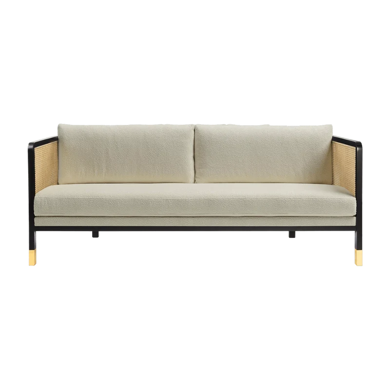 Canapé en bois noir et tissu beige Cannage 210 - RED Edition