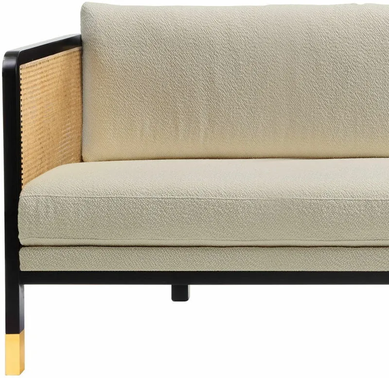 Canapé en bois noir et tissu beige Cannage 210 - RED Edition